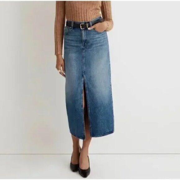 NWT NEW Madewell  Denim Mid-Rise Maxi Skirt in Pratt Wash in Size 27 - Picture 3 of 10